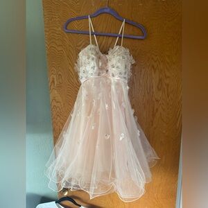 NWT Bee Darlin Floral Embellished Tulle Skirt Pink Prom Dress